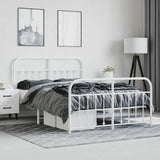 Bed Frame White Powder-Coated Steel 140x190 cm Bed Frame 352645