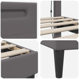 Bed Frame with LED Strip Lights Grey 90 x 190 cm Faux Leather 42028036