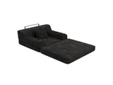 1-Seater Sleeper Sofa, Compressed Corduroy Sofa with High Backrest, Metal Frame, High-Density Foam, W3779P501236