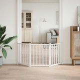 Dog Gate Foldable 3 Panels White 150 cm Solid Wood Fir 352276