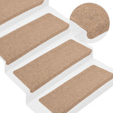 Stair Mats Self-adhesive 15 pcs 65x24.5x3.5 cm Beige 343476