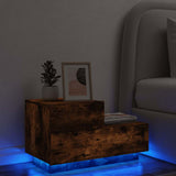 Bedside Cabinet with LED Lights Smoked Oak 70x36x40.5 cm 836781