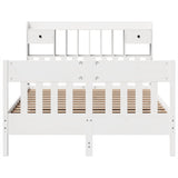 ZNTS Bed Frame without Mattress White 140x200 cm Solid Wood Pine 3323261
