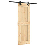Sliding Door Natural and Black 70 x 210 cm Solid Pine Wood 3445050