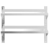 2-Tier Wall Shelf 75x23.5x60 cm Silver Stainless Steel 30314