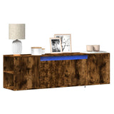 TV Wall Cabinet with LED Lights Smoked Oak 135x31x39.5 cm 852387