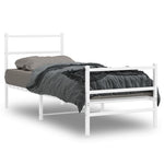 Metal Bed Frame without Mattress with Footboard White 75x190cm 355422
