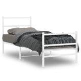 Metal Bed Frame without Mattress with Footboard White 75x190cm 355422