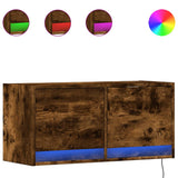 TV Wall Cabinet with LED Lights Smoked Oak 80x31x35 cm 852359