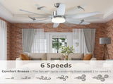 Reversible Ceiling Fan with Light, 6 Blades Indoor Modern Mount LED Lighting Fan with Remote T3398P341458