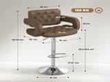 PU Leather Upholstered Swivel Bar Stool, Height Adjustable with Back, Armrest, Footrest, Coffee T3398P423518