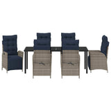Garden Dining Set with Cushion 7 pcs Grey and Black Rattan 3380587