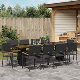 Garden Dining Set 11 pcs Black Poly Rattan 3365417