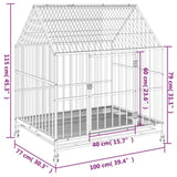 Dog Cage with Wheels Black Galvanised Steel 172208