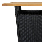 ZNTS Bar Table Black 60x60x110 cm Poly Rattan and Solid Acacia Wood 313463