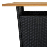 ZNTS Bar Table Black 60x60x110 cm Poly Rattan and Solid Acacia Wood 313463