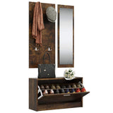 3-in-1 Shoe Cabinet Set Smoked Oak Engineered Wood 342574