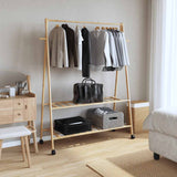 ZNTS Clothes Rack with Shelves and Wheels 132x45.5x155.5 cm Bamboo 4008911