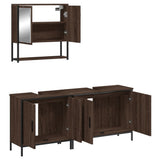 3 Piece Bathroom Furniture Set Brown Oak Engineered Wood 3214674