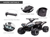 12V Ride-On Quad Bike w/ Music, Horn, for Ages 3-5 Years - White T3398P348327