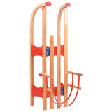 Folding Snow Sledge with Backrest 119 cm Wood 92493