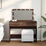 Dressing Table with LED Brown Oak 100x40x120 cm 848212