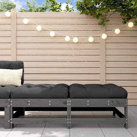 ZNTS Garden Footstools with Cushions 2pcs Grey Solid Wood Pine 825585