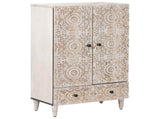 High Board with Shelf White 60 x 33.5 x 100 cm Solid Mango Wood 4018398