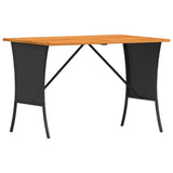 Garden Table with Acacia Wood Top Black 105x75x72 cm Poly Rattan 4104138