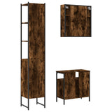 3 Piece Bathroom Cabinet Set Smoked Oak Engineered Wood 3214737