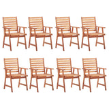 Outdoor Chair Set of 8 Brown Solid Acacia Wood Standard 3078319