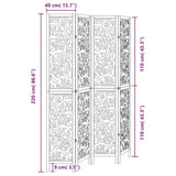 Room Divider 4 Panels Black Solid Wood Paulownia 358756