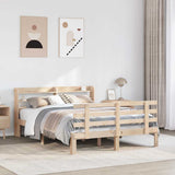 Bed Frame Natural Pine Solid Pine Wood, Plywood Double Bed Frame 3306843