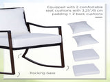 Rattan Bistro Set, 3 Pieces Wicker Garden Furniture Set with Rocking Chairs and Round Glass Top T3398P323999