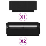 TV Cabinet Set 3 pcs Black 300 x 35 x 40 cm Engineered Wood 3333065