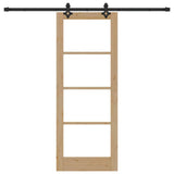 Sliding Door Natural 78 x 202 cm Solid Pine Wood and Glass 3332299