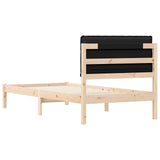 Bed Frame with Upholstered Headboard Black 75 x 190 cm 877881