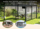 3 x 2.8m Metal Pergola, with Retractable Fabric Roof - Grey T3398P320161