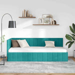 Corner Bed Frame with Headboard Turquoise 80 x 200 cm Velvet 42016295