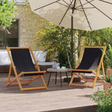 ZNTS Folding Beach Chairs 2 pcs Black Fabric 3214497