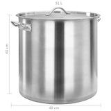 Stock Pot 50 L 40x40 cm Stainless Steel 51135