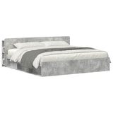 Headboard Cabinet with Storage Concrete Grey Engineered Wood 8001240