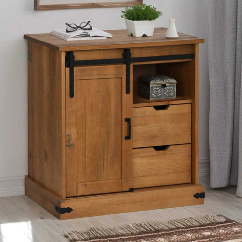 ZNTS Sideboard HALDEN with Sliding Door 80x40x80 cm Solid Wood 4018417