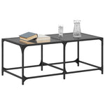 ZNTS Coffee Table with Black Glass Top 98.5x50x40 cm Steel 845979