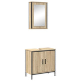 Bathroom Furniture Set with Shelf 2 pcs Brown Engineered wood 3345131