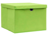 Storage Boxes with Covers 10 pcs 28x28x28 cm Green 325230