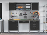 Work Cabinet 7 pcs Black and Grey Engineered Wood and Steel 3321466