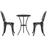 Garden Bistro Set 3 pcs Black Aluminium 42002387