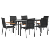 7 Piece Garden Dining Set Black Textilene and Steel 3187046