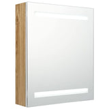 LED Bathroom Mirror Cabinet White and Oak 50x14x60 cm 326485